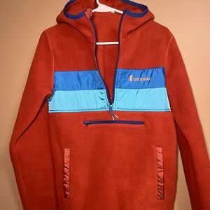 Cotopaxi Red and Blue Fleece Hoodie